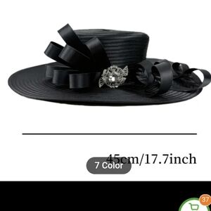 Elegant Black Women’s Dress Hat with Ribbon and Brooch